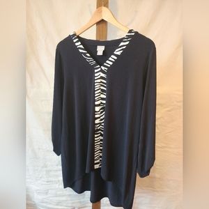 Chico’s Black Top With Zebra Print Accents